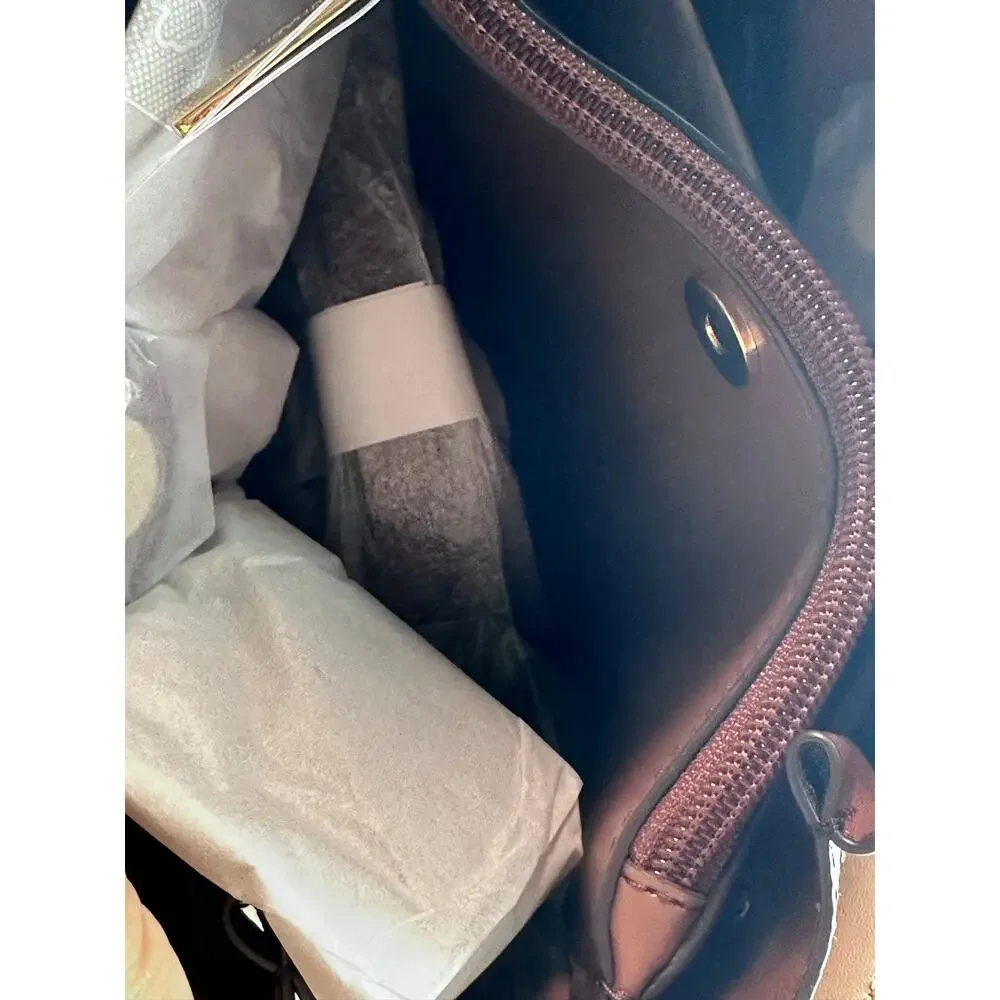Michael Kors Carson Medium Convertible Bucket Bag Brown Signature Shoulder NWT